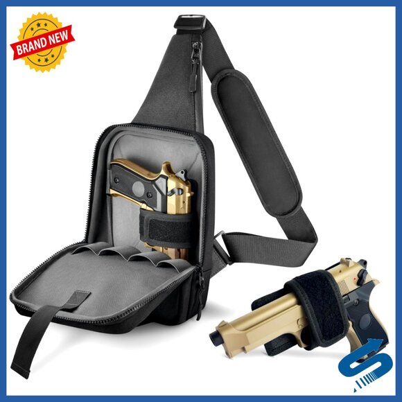 Tactical Sling Bag with Holster Quick Access Pull Tab Durable Waterproof